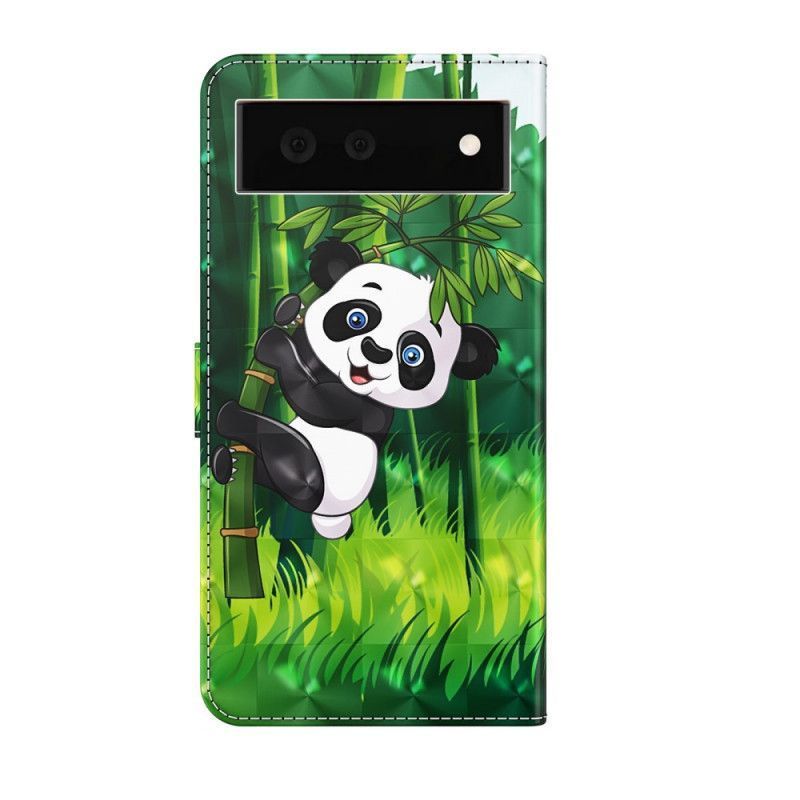 δερματινη Κάλυμμα Για Google Pixel 6 Panda Και Μπαμπού