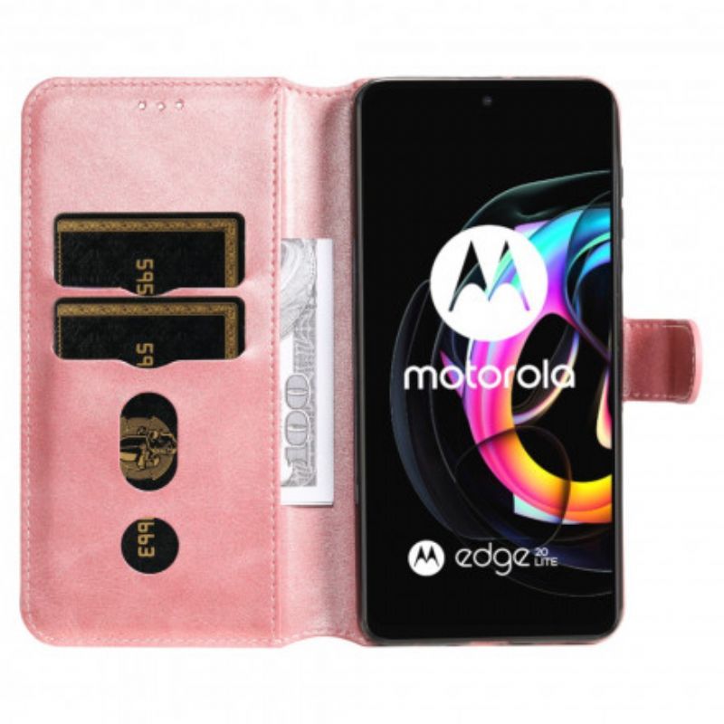 δερματινη Κάλυμμα Για Motorola Edge 20 Lite Μαύρο Ψεύτικο Δέρμα Νέα Χρώματα