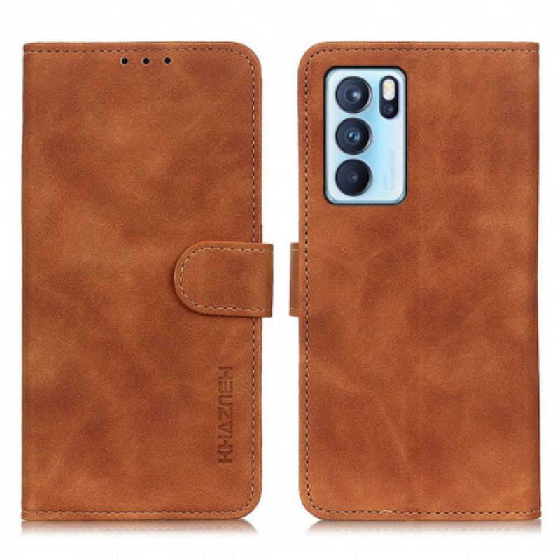 δερματινη Κάλυμμα Oppo Reno 6 Pro 5G Μαύρο Vintage Khazneh Leather Effect σιλικόνης