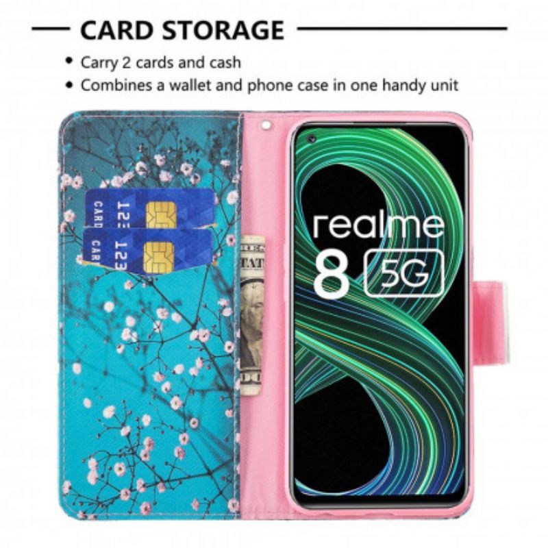 δερματινη Κάλυμμα Realme 8 5G Ανθοφόρο Κλαδί