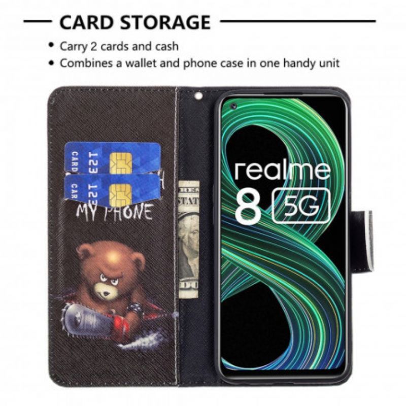 δερματινη Κάλυμμα Realme 8 5G Επικίνδυνη Αρκούδα