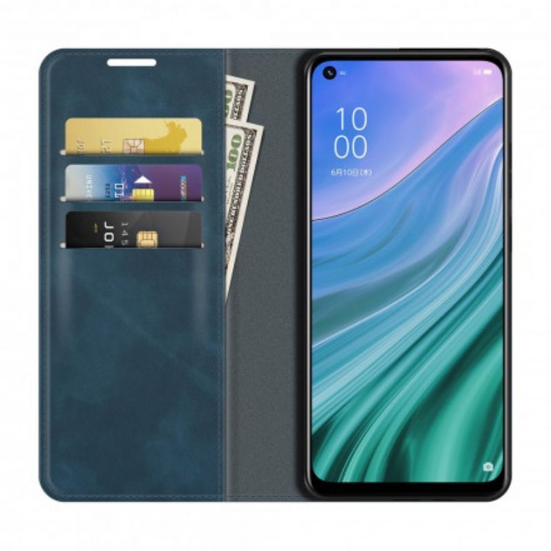 δερματινη θηκη Oppo A54 5G / A74 5G Μαύρο Άγγιγμα Δέρματος