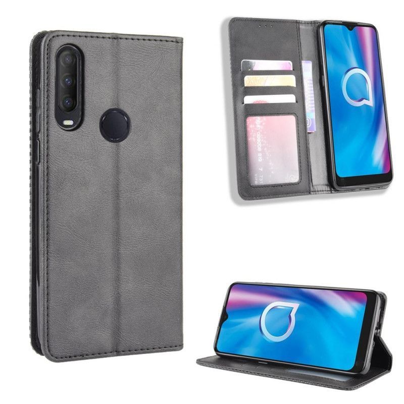 Flip Cover Alcatel 1S (2020) / 3L (2020) Στυλιζαρισμένο Vintage Δερμάτινο Εφέ