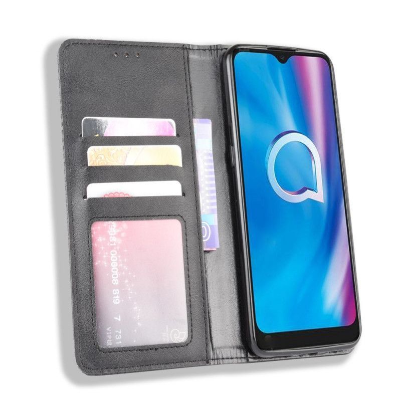 Flip Cover Alcatel 1S (2020) / 3L (2020) Στυλιζαρισμένο Vintage Δερμάτινο Εφέ