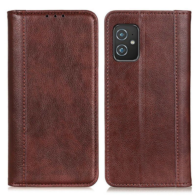 Flip Cover Azus Zenfone 8 Classic Split Leather Lychee