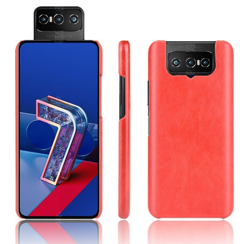 Κάλυμμα Asus Zenfone 7 / 7 Pro Μαύρο Εφέ Δέρματος Λίτσι σιλικόνης