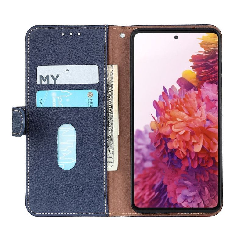 Κάλυμμα Folio Moto G200 5G Μαύρο Lychee Khazneh Γνήσιο Δέρμα