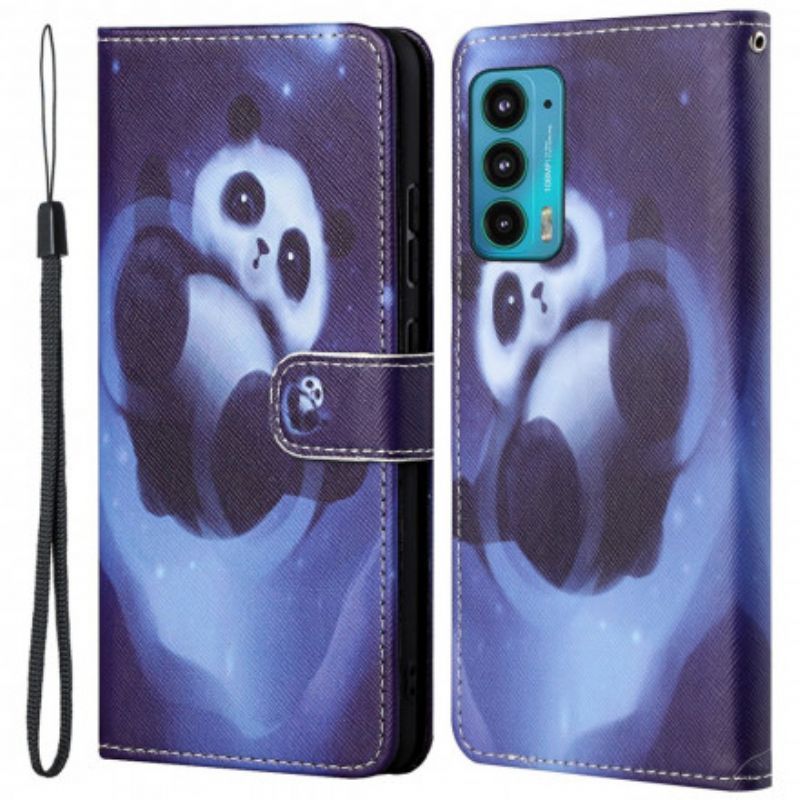 Κάλυμμα Folio Motorola Edge 20 Θήκες Κινητών Χώρος Panda Με Λουράκι