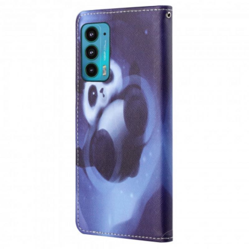 Κάλυμμα Folio Motorola Edge 20 Θήκες Κινητών Χώρος Panda Με Λουράκι