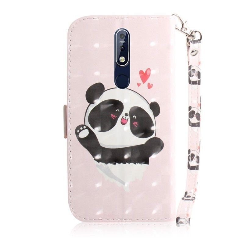 Κάλυμμα Folio Nokia 7.1 Panda Love Λουράκι