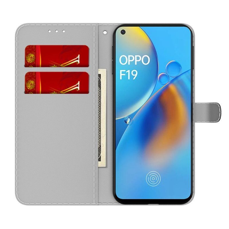 Κάλυμμα Folio Oppo A74 4G Μαύρο Αφηρημένο Μοτίβο