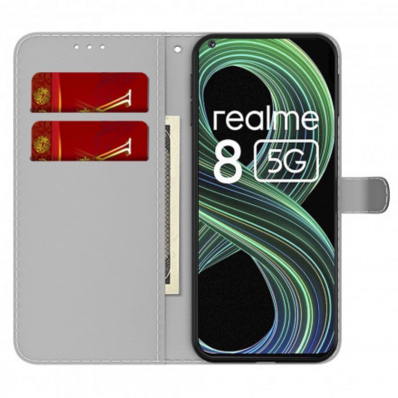 Κάλυμμα Folio Realme 8 5G Μαύρο Αφηρημένο Μοτίβο