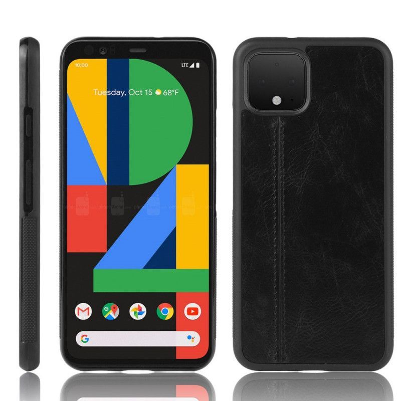 Κάλυμμα Για Google Pixel 4 Μαύρο Δερμάτινο Εφέ Ραφής