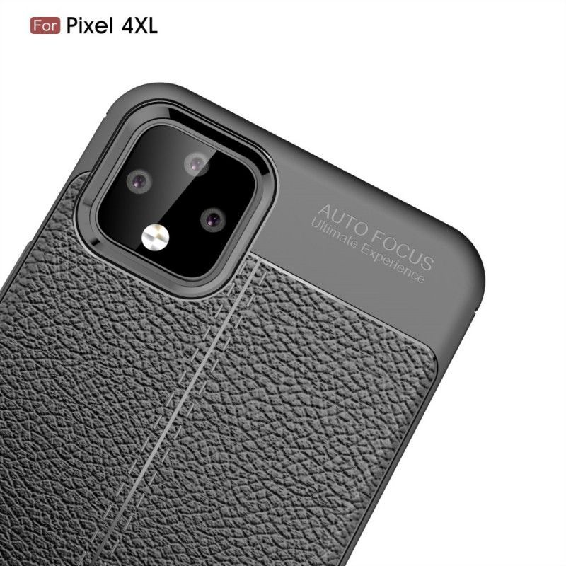 Κάλυμμα Για Google Pixel 4 XL Μαύρο Εφέ Από Δέρμα Λίτσι Διπλής Γραμμής