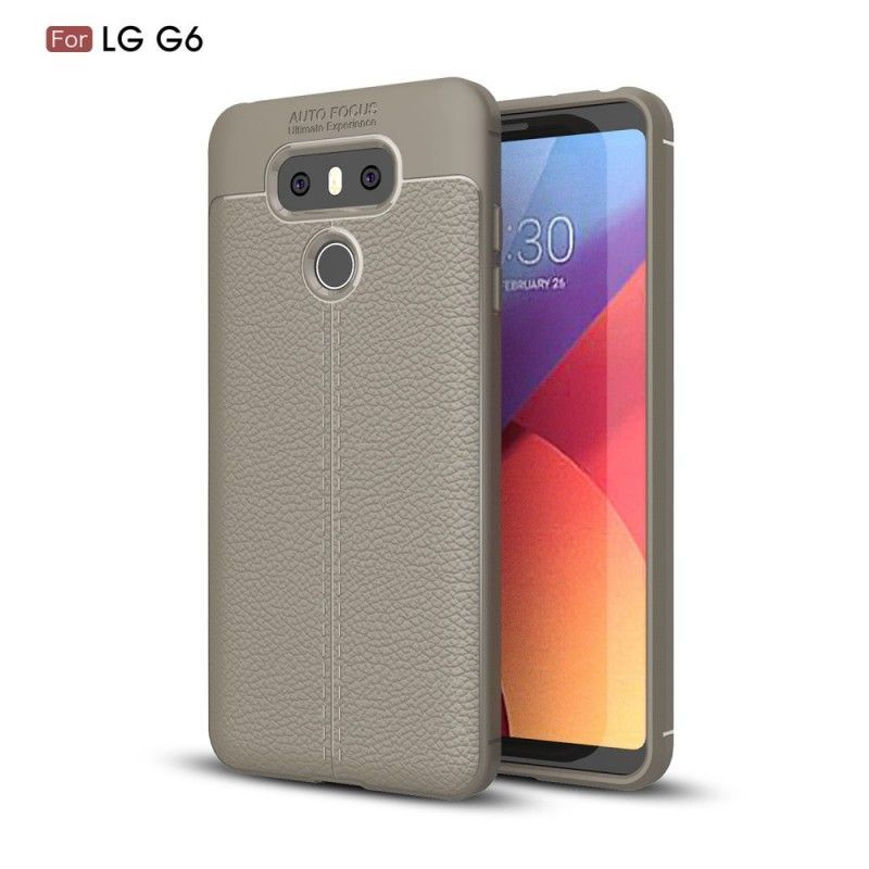 Κάλυμμα LG G6 Μαύρο Εφέ Από Δέρμα Λίτσι Διπλής Γραμμής