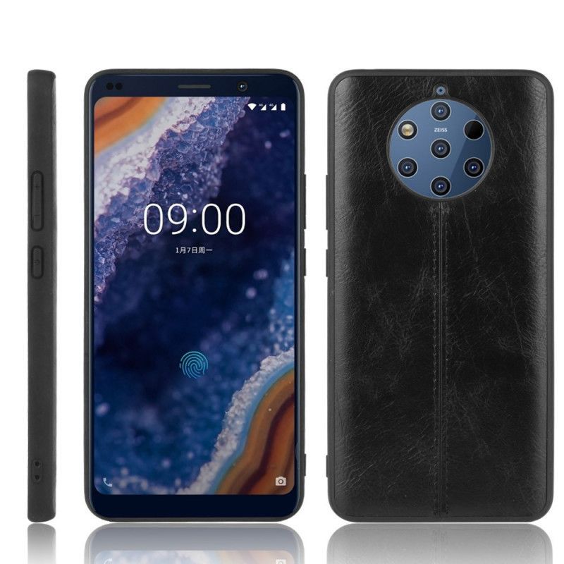 Κάλυμμα Nokia 9 PureView Μαύρο Ραμμένο Δερμάτινο Εφέ Πρωτότυπος