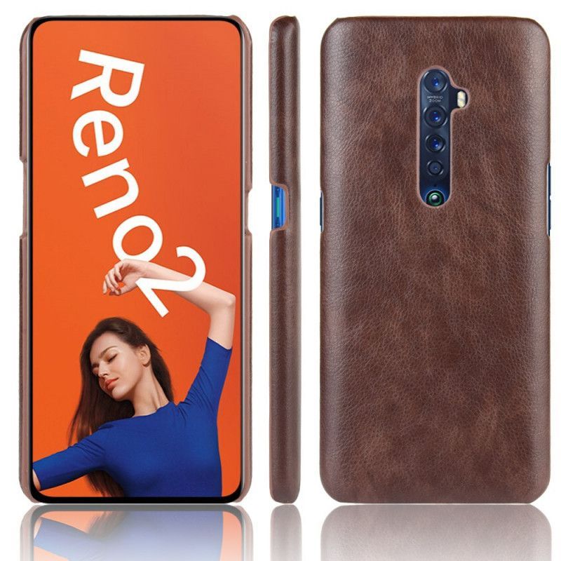 Κάλυμμα Oppo Reno 2 Μαύρο Εφέ Δέρματος Λίτσι