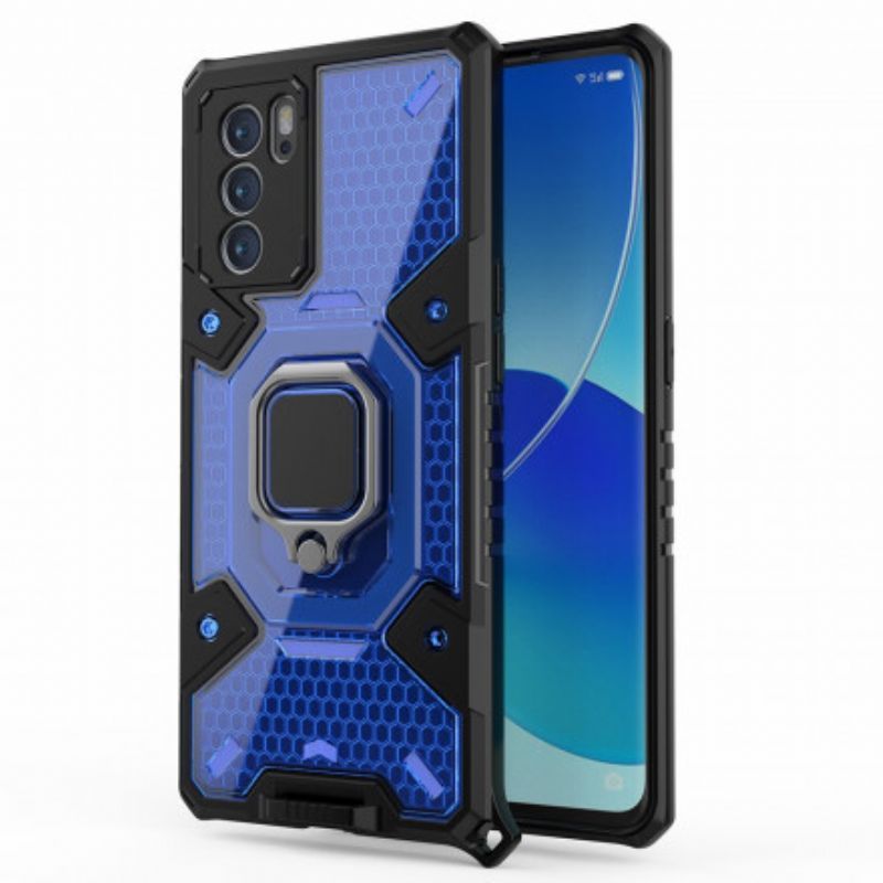 Κάλυμμα Oppo Reno 6 Pro 5G Λευκό Κηρήθρα Με Δαχτυλίδι