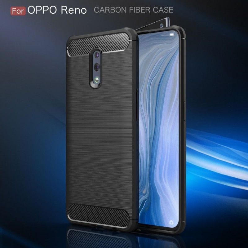 Κάλυμμα Oppo Reno Μαύρο Βουρτσισμένη Ίνα Άνθρακα σιλικόνης