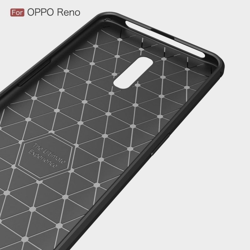 Κάλυμμα Oppo Reno Μαύρο Βουρτσισμένη Ίνα Άνθρακα σιλικόνης