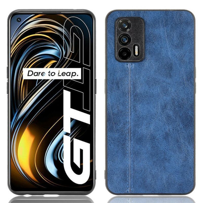 Κάλυμμα Realme GT 5G Μαύρο Ραφή Σε Στυλ Δέρματος σιλικόνης