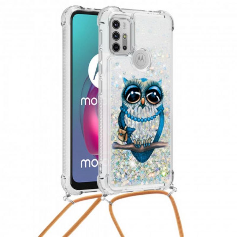 Miss Owl Glitter Κορδόνι Περίσφιξης Moto G30 / Θήκη Moto G10