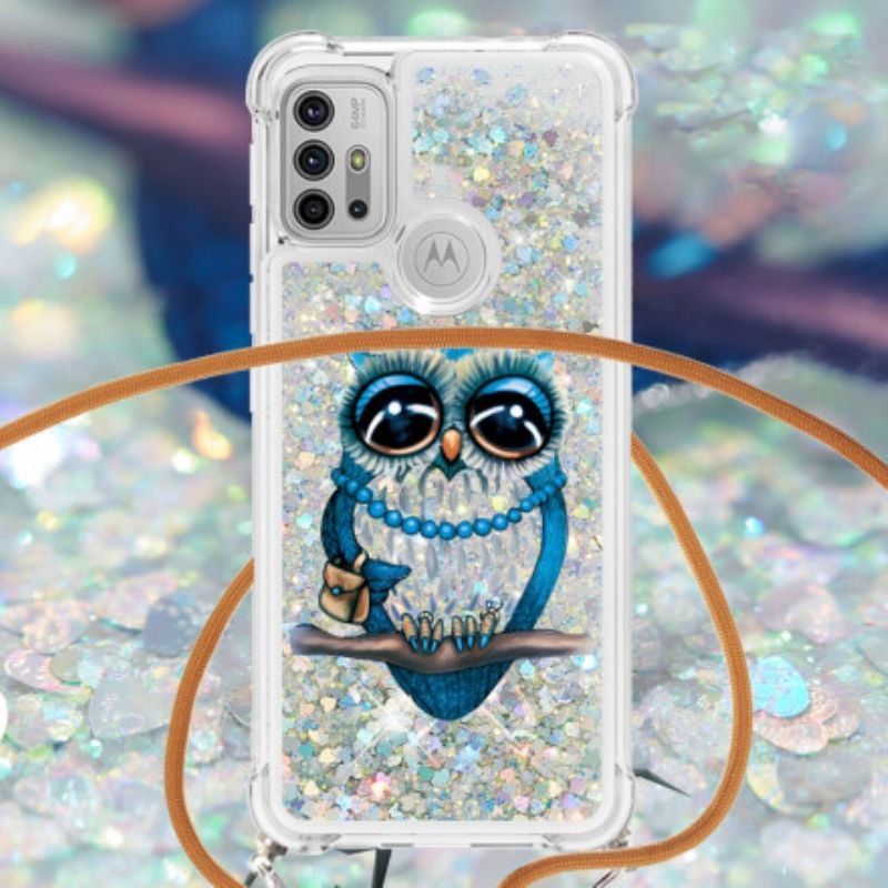 Miss Owl Glitter Κορδόνι Περίσφιξης Moto G30 / Θήκη Moto G10