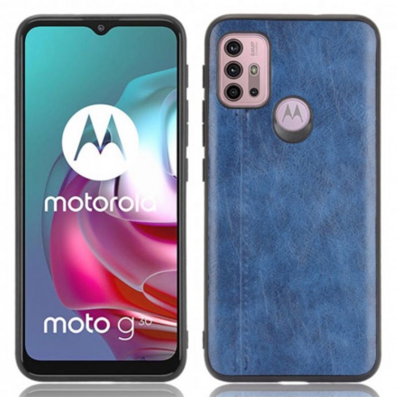 Shell Moto G30 / Moto G10 Ραμμένο Δερμάτινο Εφέ