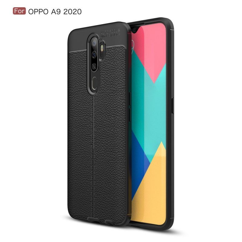 Θήκη Για Oppo A9 2020 / A5 2010 Litchi Διπλής Γραμμής Δερμάτινο Εφέ