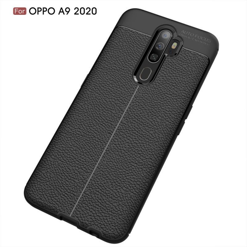 Θήκη Για Oppo A9 2020 / A5 2010 Litchi Διπλής Γραμμής Δερμάτινο Εφέ