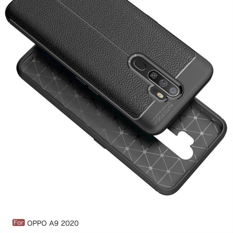 Θήκη Για Oppo A9 2020 / A5 2010 Litchi Διπλής Γραμμής Δερμάτινο Εφέ