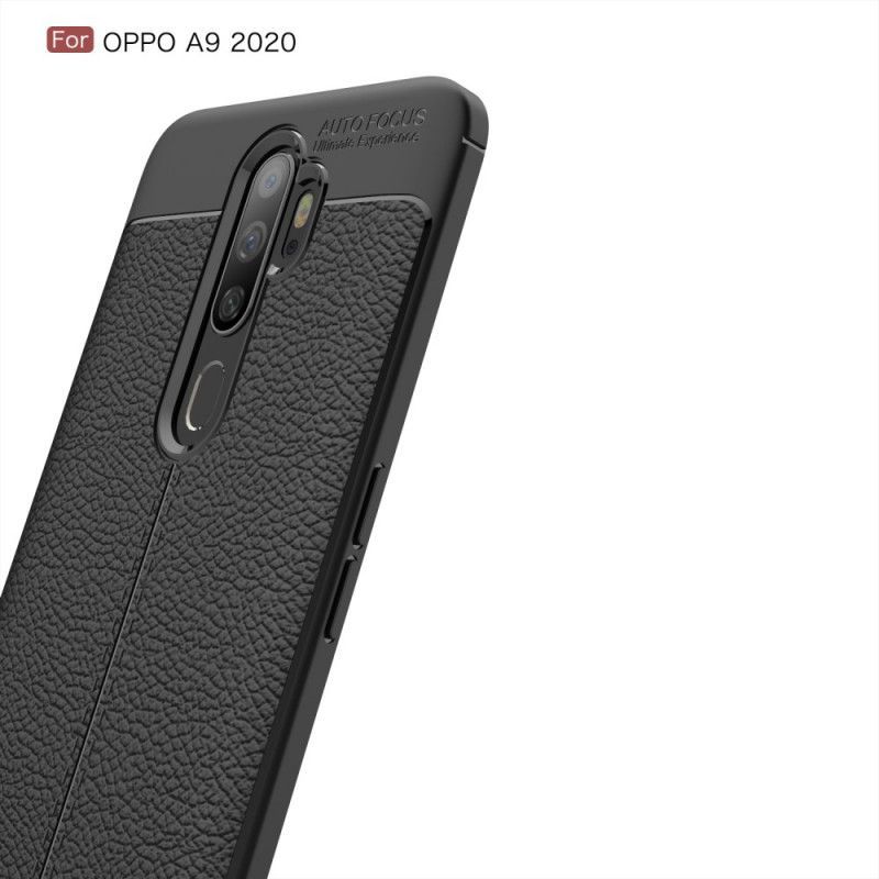 Θήκη Για Oppo A9 2020 / A5 2010 Litchi Διπλής Γραμμής Δερμάτινο Εφέ