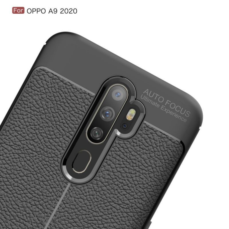 Θήκη Για Oppo A9 2020 / A5 2010 Litchi Διπλής Γραμμής Δερμάτινο Εφέ