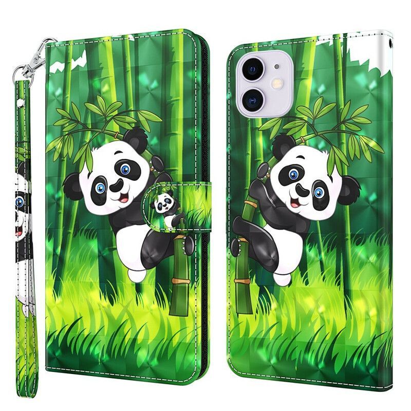 δερματινη Κάλυμμα Για iPhone 13 Panda Και Μπαμπού