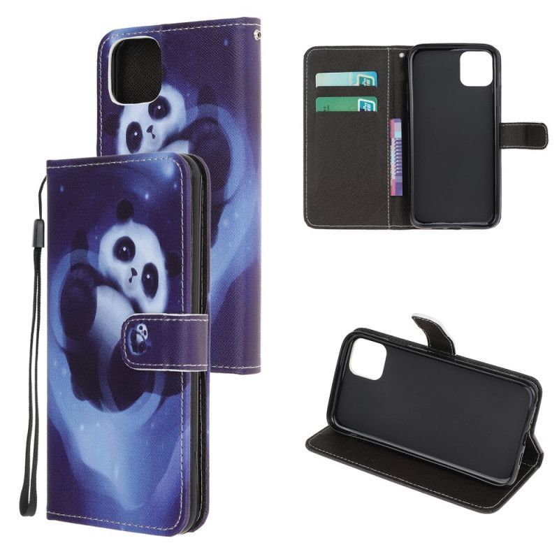 δερματινη Κάλυμμα iPhone 12 / 12 Pro Panda Space Strappy