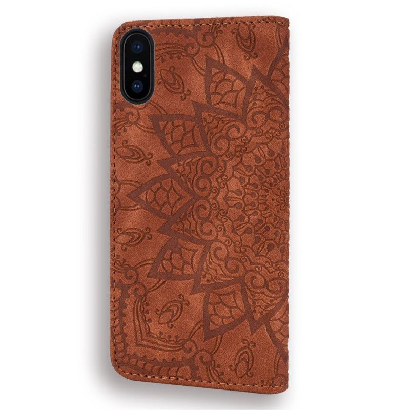 δερματινη Κάλυμμα iPhone X Μαύρο Floral Print