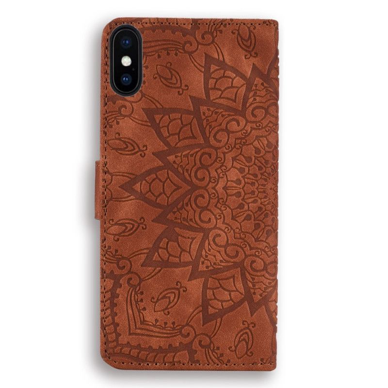 δερματινη Κάλυμμα iPhone X Μαύρο Floral Print