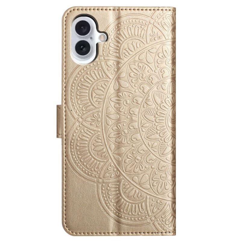 Δερματινη Θηκη iPhone 16 Μοτίβο Mandala Με Λουράκι