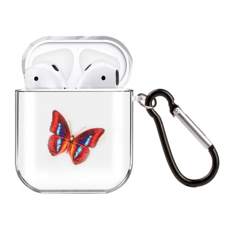 Κάλυμμα AirPods Κόκκινο Διαφανής Σιλικόνη Σειράς Πεταλούδων σιλικόνης