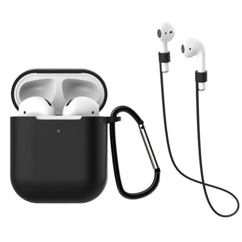 Κάλυμμα AirPods Μαύρο (2019) Με Καραμπίνερ Και Κορδόνι