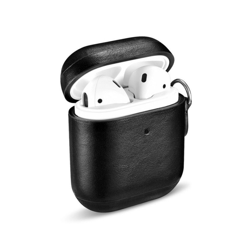 Κάλυμμα AirPods Μαύρο Γνήσιο Δέρμα Με Λουράκι Icarer