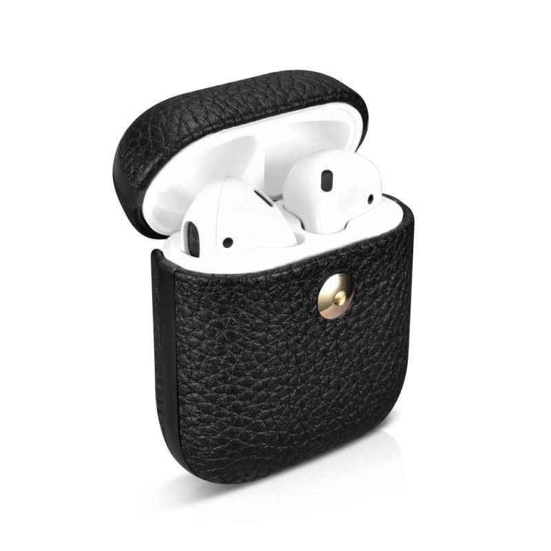 Κάλυμμα AirPods Μαύρο Γνήσιο Δέρμα Πολυτελείας Icarer