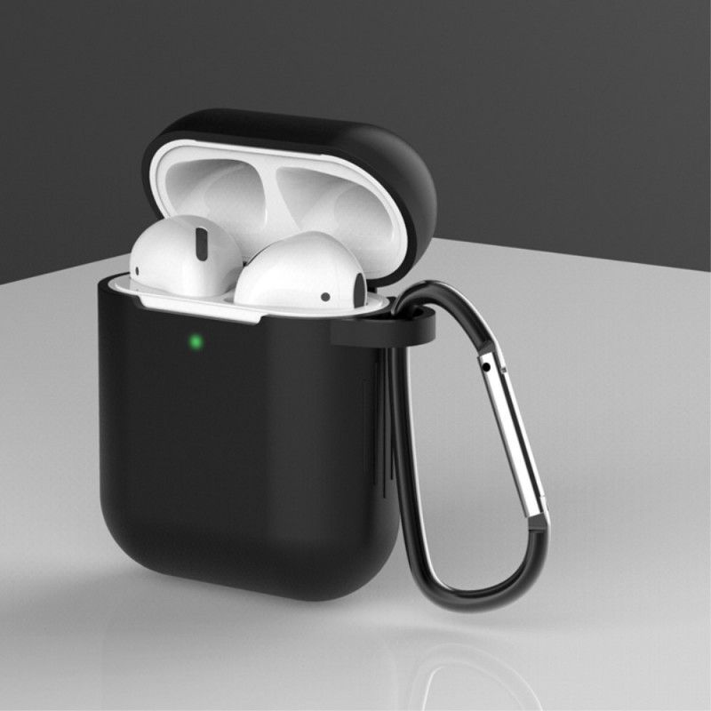 Κάλυμμα AirPods Μαύρο Σιλικόνη Με Καραμπίνερ