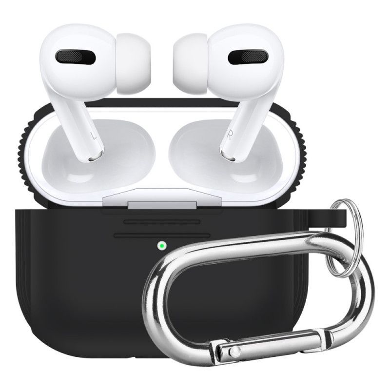 Κάλυμμα AirPods Pro Μαύρο Κλασική Σιλικόνη Με Καραμπίνερ