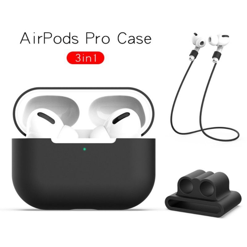 Κάλυμμα AirPods Pro Μαύρο Σιλικόνη Με Καλώδιο Ακουστικών σιλικόνης