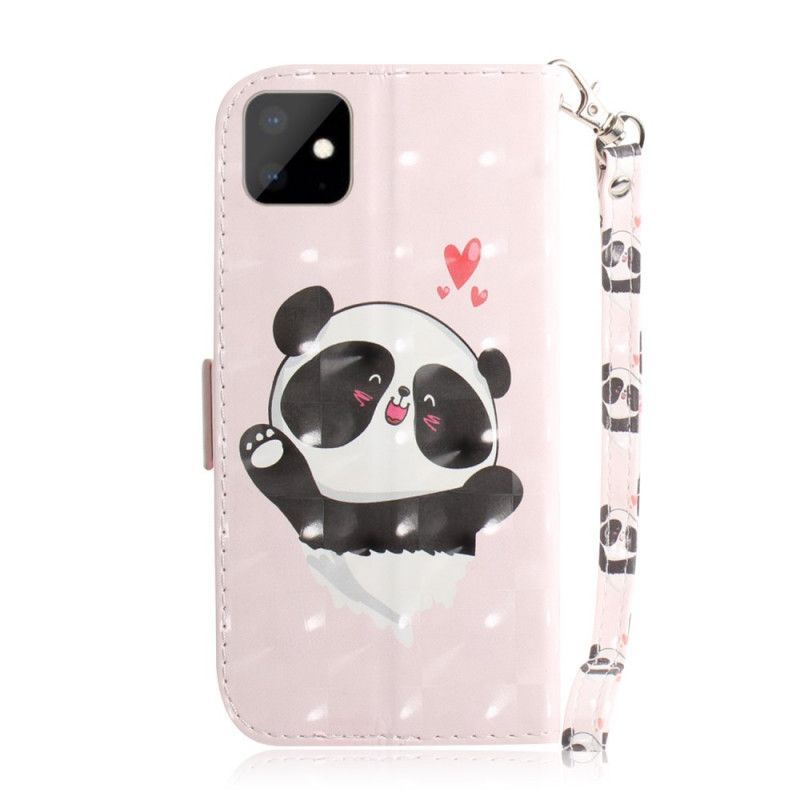 Κάλυμμα Folio iPhone 11 Panda Love Λουράκι