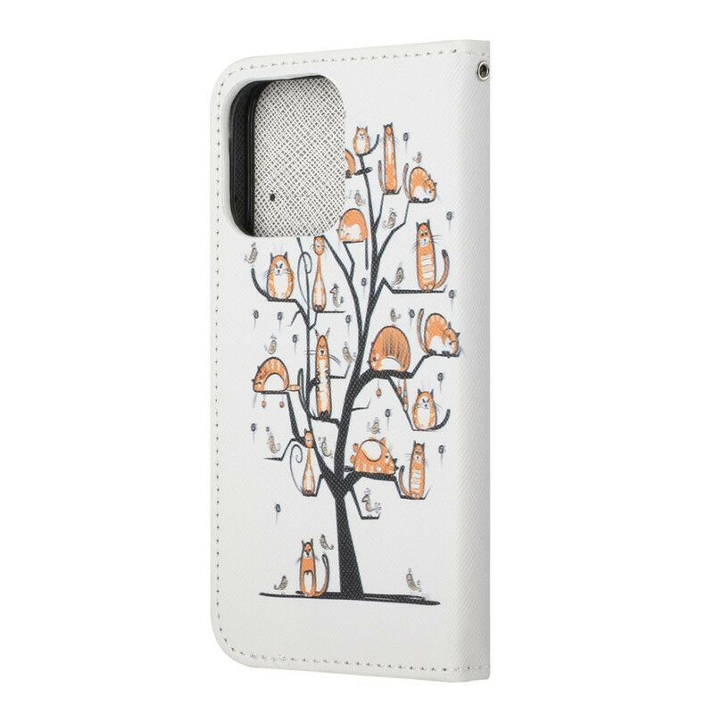 Κάλυμμα Folio iPhone 13 Funky Γάτες Με Λουράκι