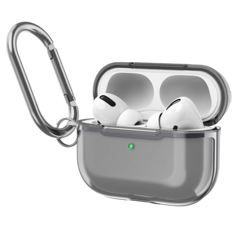 Κάλυμμα Για AirPods Pro Γκρι Μεταλλικό Σχέδιο Με Καραμπίνερ