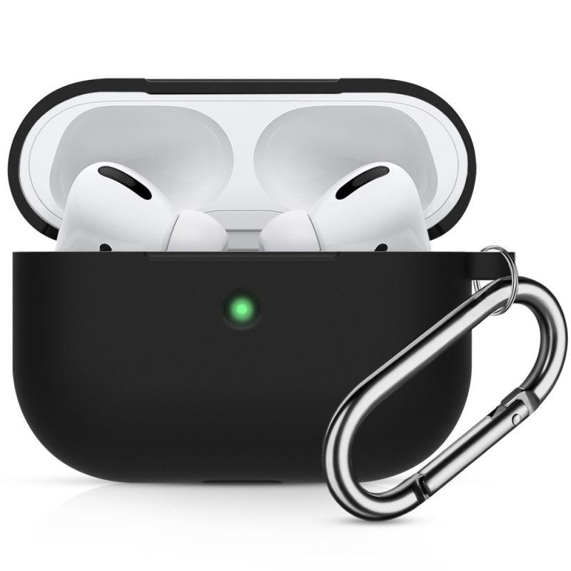 Κάλυμμα Για AirPods Pro Μαύρο Σιλικόνη Ανθεκτική Στους Κραδασμούς Με Καραμπίνερ