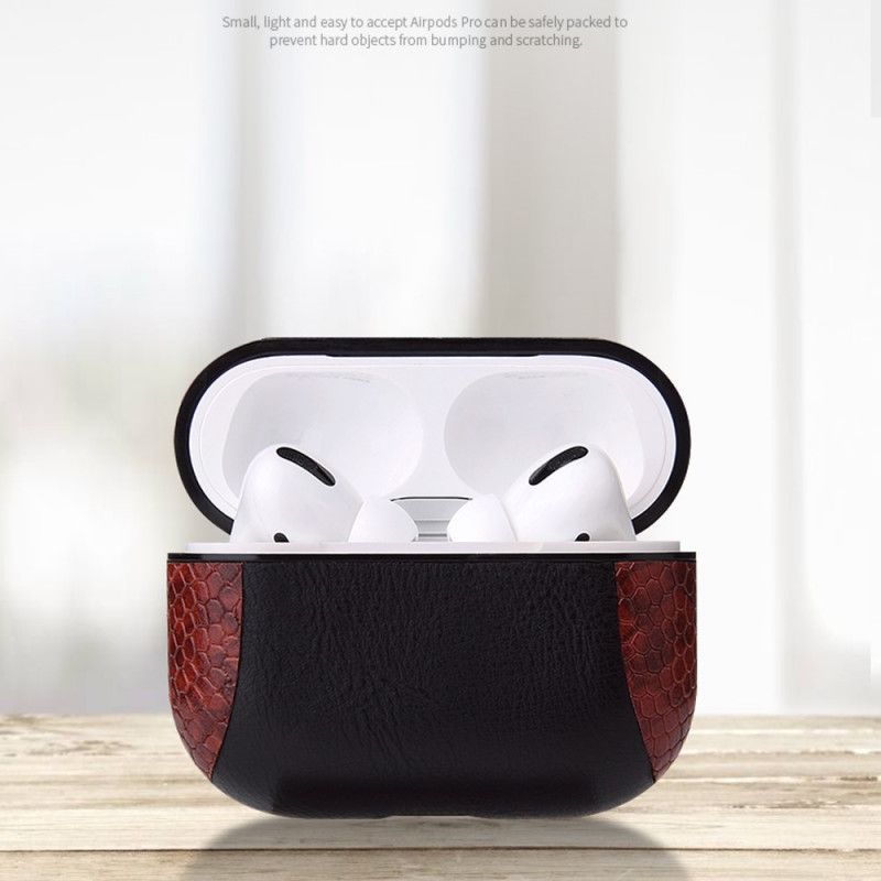 Κάλυμμα Για AirPods Pro Μαύρο Στυλ Φιδιού Με Καραμπίνερ